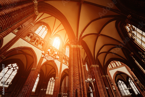 Interior of the main nave of old european catholic church