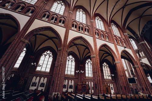 Interior of the main nave of old european catholic church