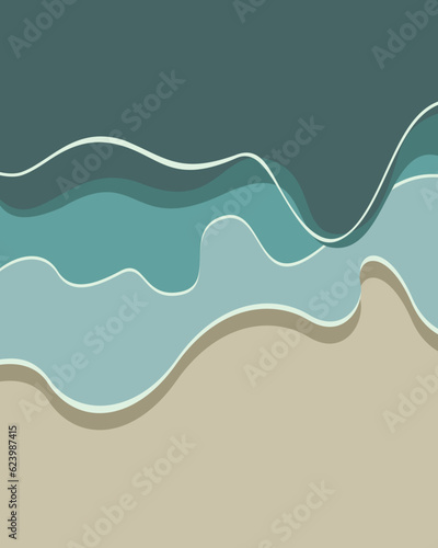 Wave background side of the beach illustration vector banner wallpaper backdrop with soft rerto color printable photo