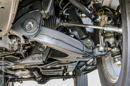 Cuadro en lienzo Independent suspension system with double wishbone, shock absorber and coil spring of pickup car