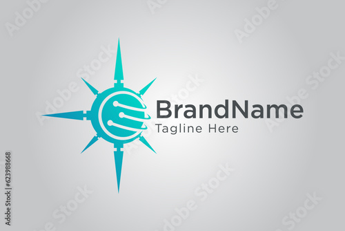 Compass technology communication logo design template element vector