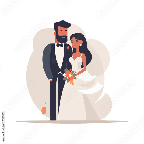 bride and groom couple wedding vector illustration