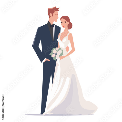 bride and groom couple wedding vector illustration