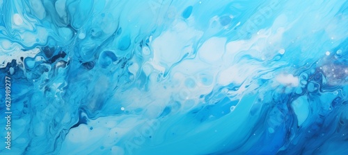 Abstract liquid clear blue splash marble texture background. Generative AI technology.
