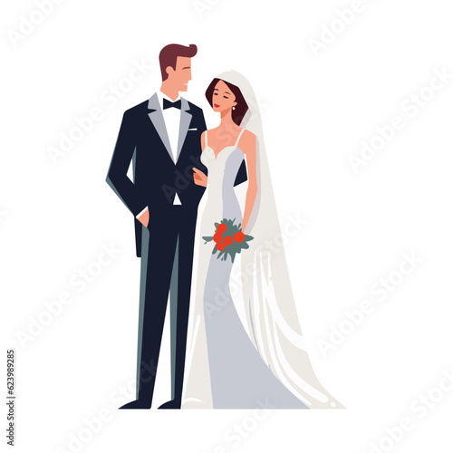 bride and groom couple wedding vector illustration