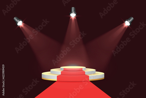 Spotlight on Red Carpet Podium with Stage Lighting