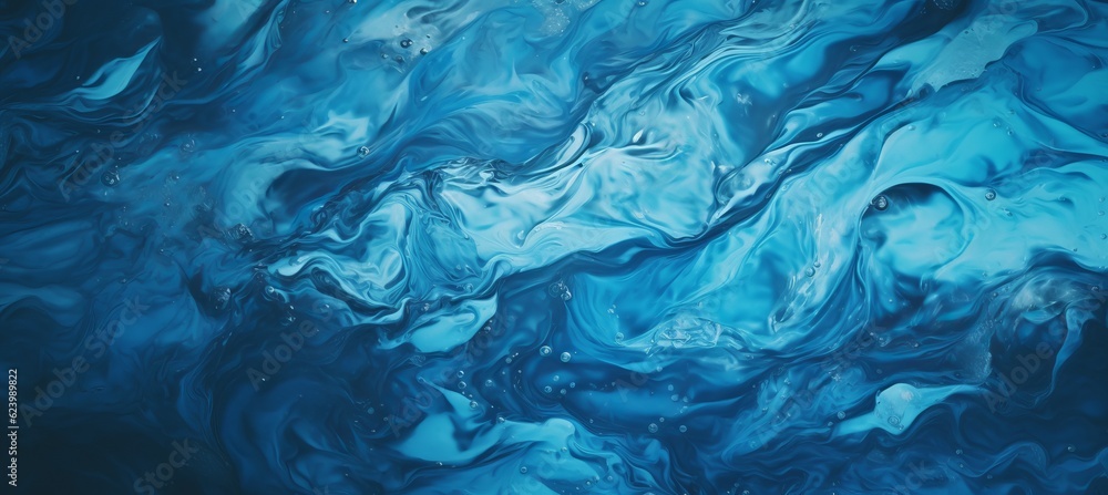 Abstract liquid blue ice marble texture background. Generative AI technology.