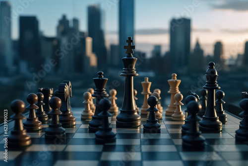 Chess financial business strategy concept. AI