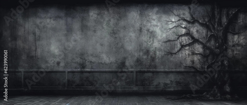 A Scary Texture Wall Backdrop With a Tree and Ad Space Generative AI