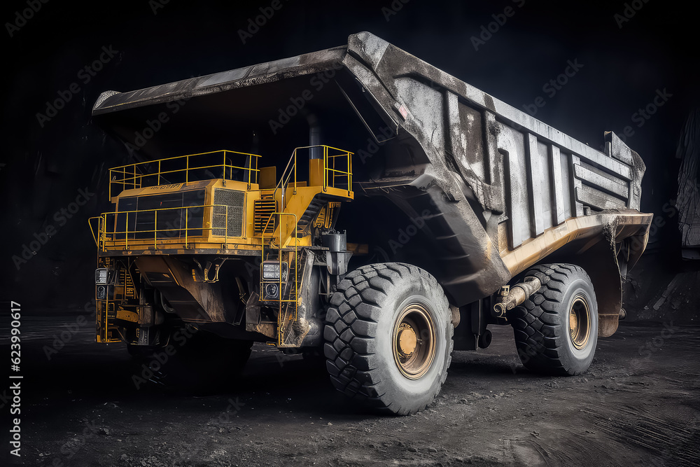big yellow mining truck for coal anthracite. AI big yellow mining truck for coal anthracite. AI