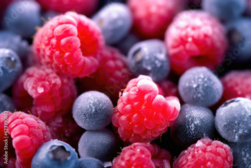 Vibrant Frozen Berries. Generative AI