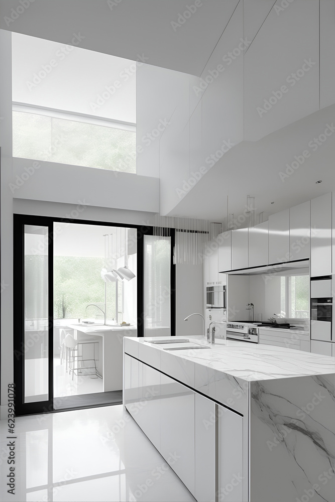 Modern kitchen. AI generated illustration Modern kitchen. AI generated illustration