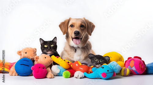 dog cat and toy
