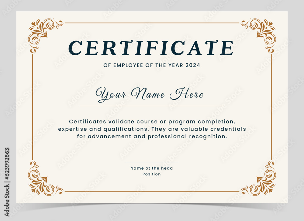 Vector certificate template