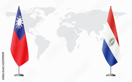 Taiwan and Paraguay flags for official meeting