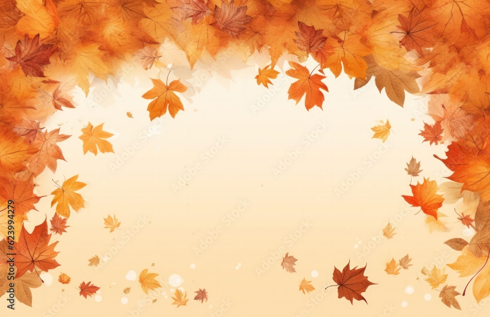 Autumn maple red, orange, yellow, brown foliage frame, Generative AI