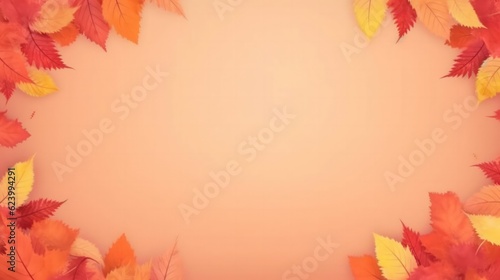Autumn maple red, orange, yellow, brown foliage frame, Generative AI