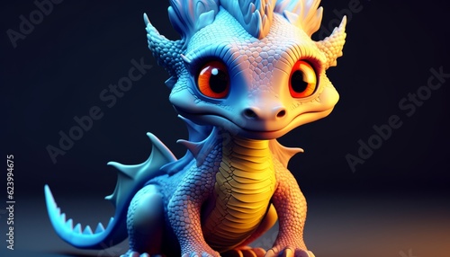 An adorable dragon generated in a 3D style to be cute in a variety of colors.AI Neural Network Computer