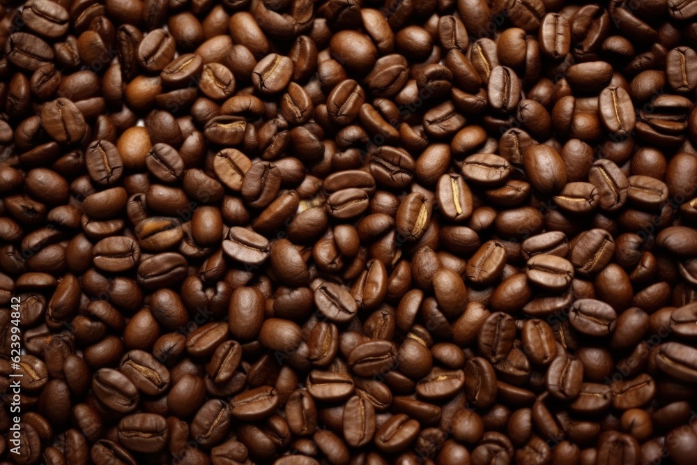 Roasted coffee beans background, Generative AI