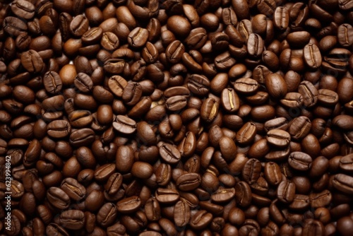 Roasted coffee beans background, Generative AI