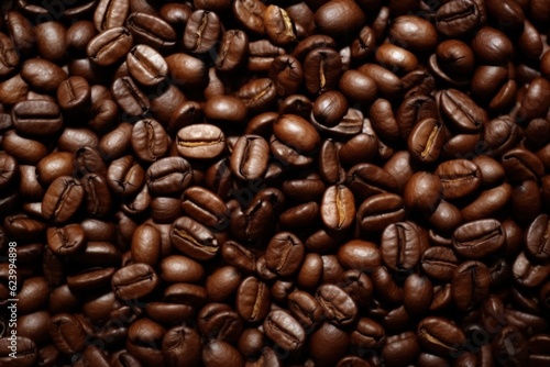 Roasted coffee beans background, Generative AI