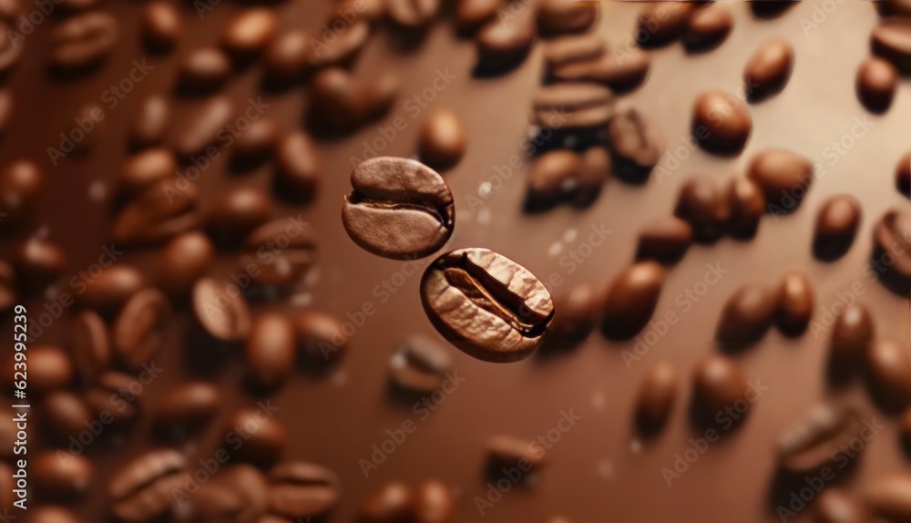Coffee beans falling down, Generative AI Coffee beans falling down, Generative AI
