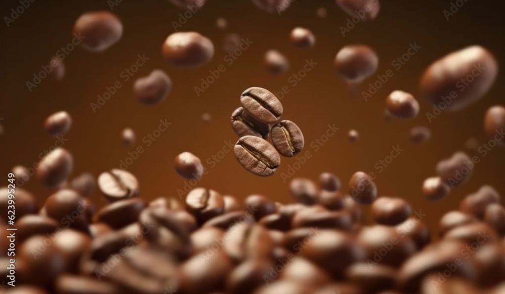 Coffee beans falling down, Generative AI Coffee beans falling down, Generative AI