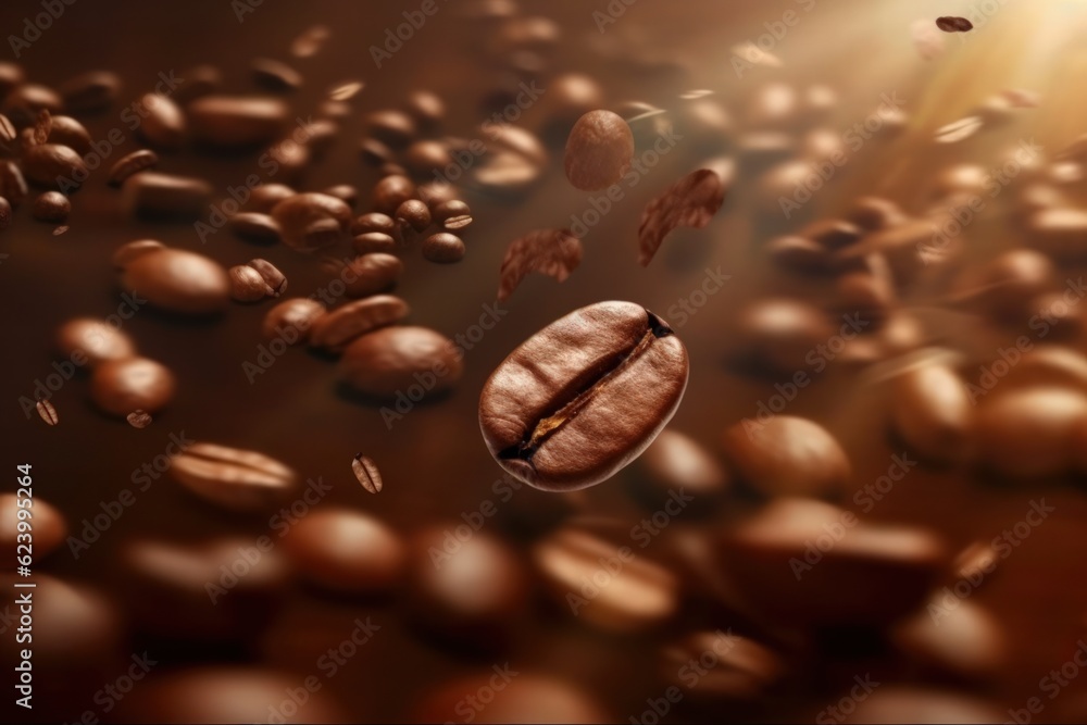 Coffee beans falling down, Generative AI Coffee beans falling down, Generative AI