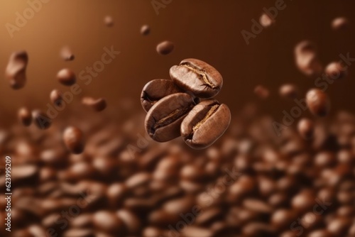 Coffee beans falling down  Generative AI