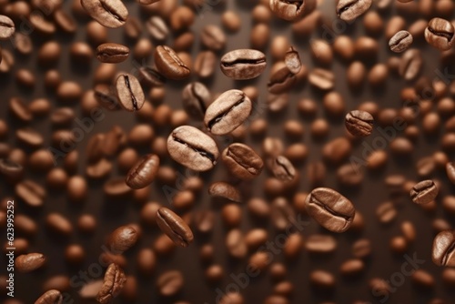 Coffee beans falling down  Generative AI