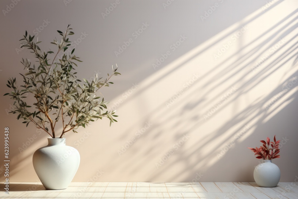 Potted indoor plant on white table. Decorative tree, Generative AI Potted indoor plant on white table. Decorative tree, Generative AI
