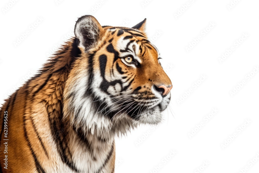 Fototapeta premium Tiger isolated on white background, Generative AI