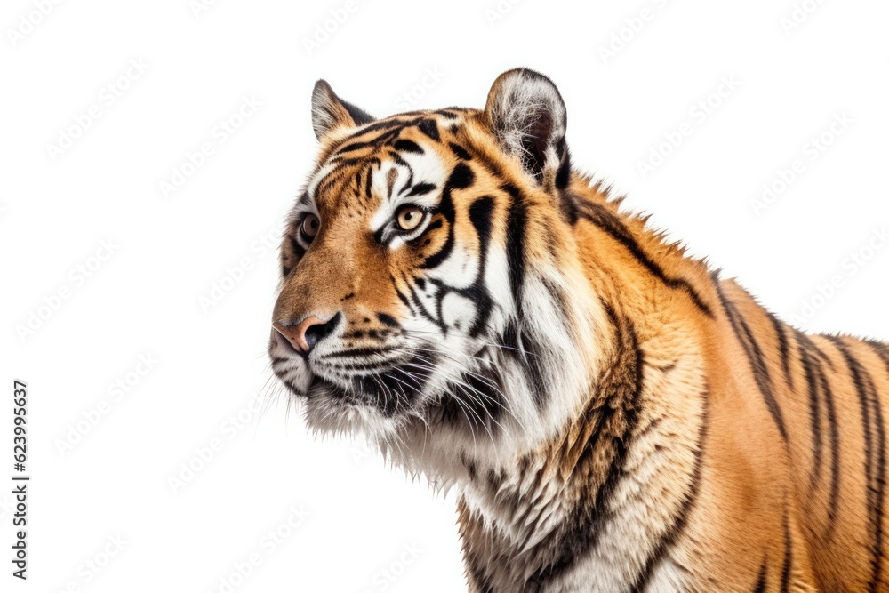 Obraz premium Tiger isolated on white background, Generative AI