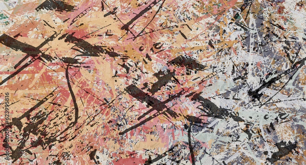 Abstract Grunge Background Graphic Watercolor Stylization on Textured Canvas of Chaetic Strokes of Paint Spots