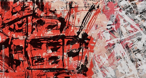 Obraz na płótnie Abstract Grunge Background Graphic Watercolor Stylization on Textured Canvas of Chaetic Strokes of Paint Spots w salonie