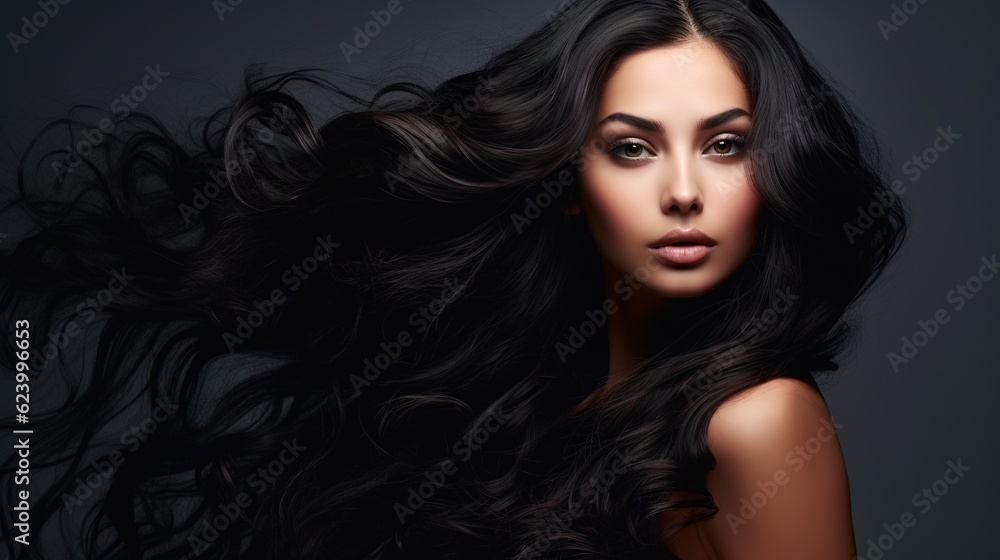portrait of a woman with long hair with generative ai portrait of a woman with long hair with generative ai