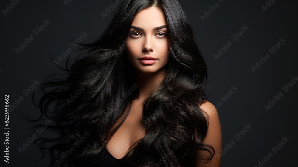 Beautiful model with hair treatments, maintenance, and spa treatments. Hairstyle that is smooth Beautiful model with hair treatments, maintenance, and spa treatments. Hairstyle that is smooth