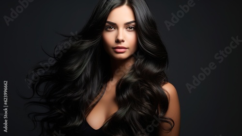 Beautiful model with hair treatments, maintenance, and spa treatments. Hairstyle that is smooth