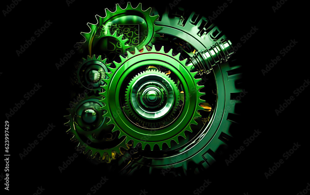 green gear with a black background green gear with a black background