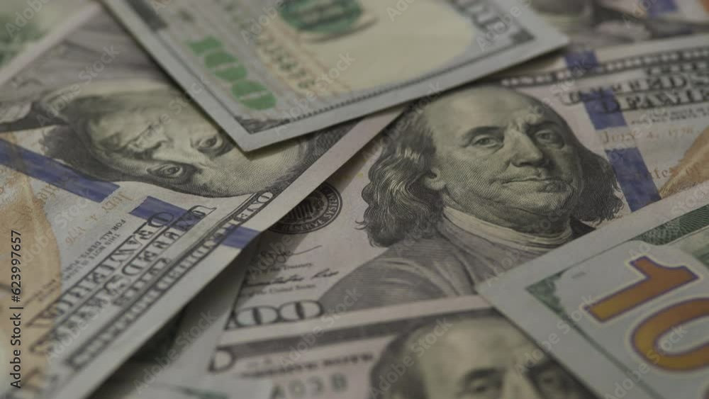 Dollar Cash in One Hundred Banknote Close Up Dollar Cash in One Hundred Banknote Close Up