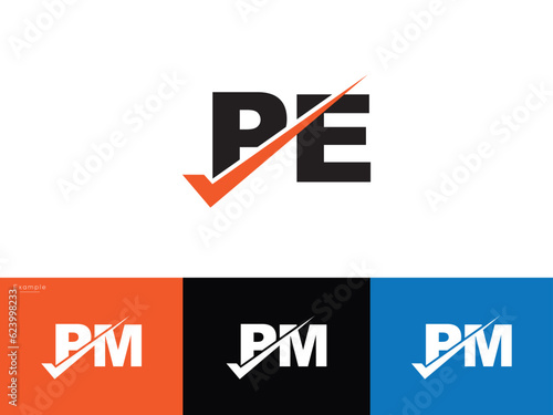 Positive pe ep Checkmark Logo Letter Vector Template