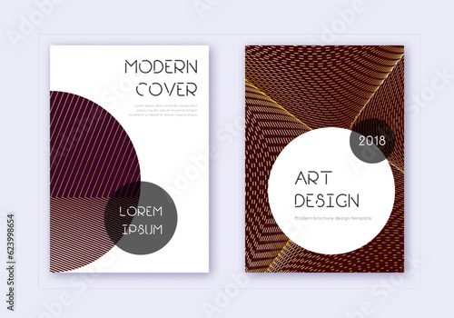 Trendy cover design template set. Gold abstract li