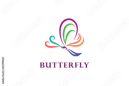 abstract butterfly colorful logo design concept