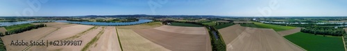 Panorama of the Danube in Bavaria near Wörth an der Donau and the lock in Geisling