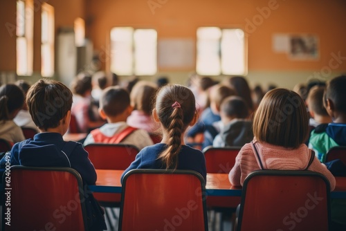 Children having class school. Generate Ai