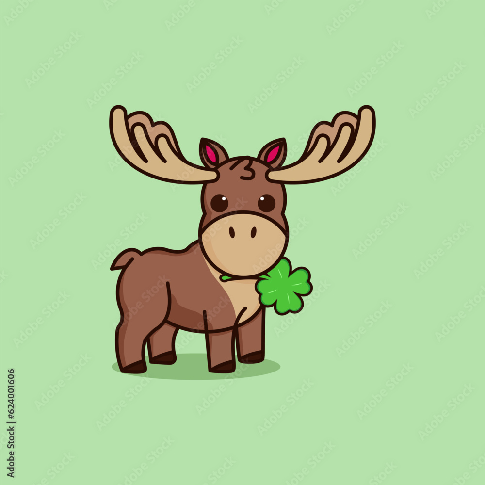 cartoon deer with clover character design element vector cartoon deer with clover character design element vector