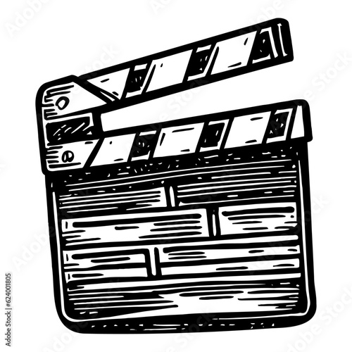 movie clapper board, clapboard sketch