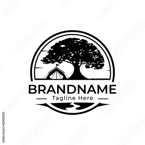 Tree Camping adventure logo design template element vector