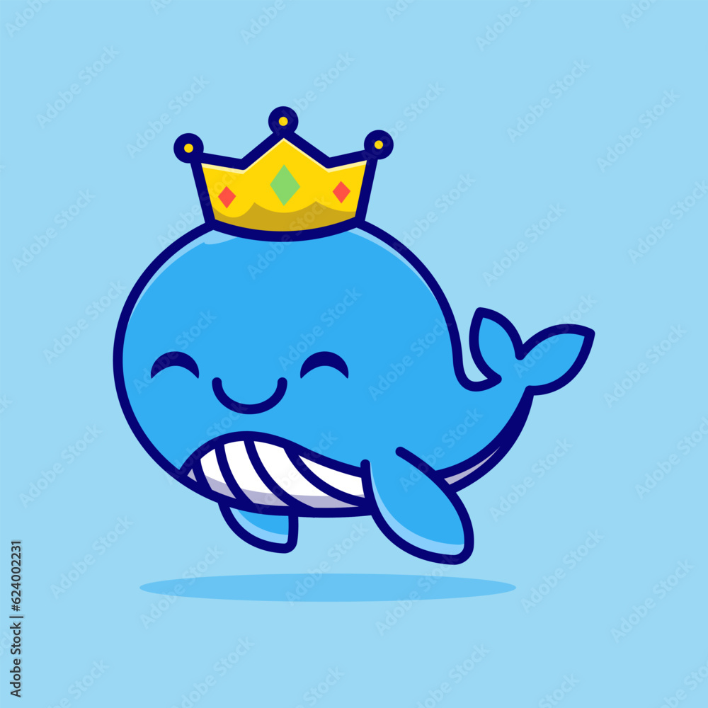 cute cartoon animals happy whales with crown design character vector cute cartoon animals happy whales with crown design character vector