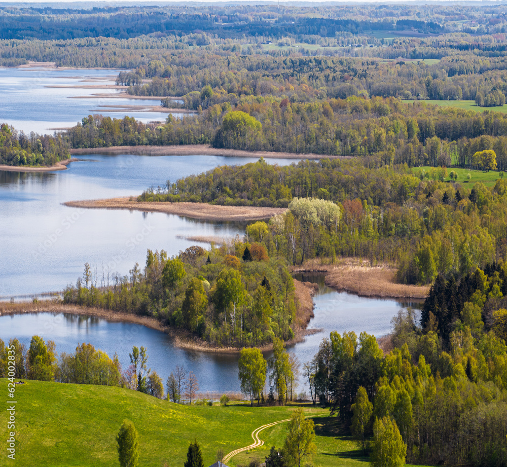 Landscape Latvia, Lake Sivers in the countryside of Latgale. 